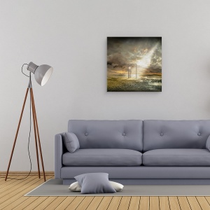 Tablou canvas - In Spatele Realitatii, Ireal, Timp, Usa, Nori, Cer, 60 x 60 cm - Img 2