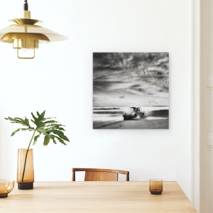 Tablou canvas - Inapoi In Viitor, Volkswagen, Plimbare, Tarm, Monocrom, Belgia, 90 x 90 cm - Img 4