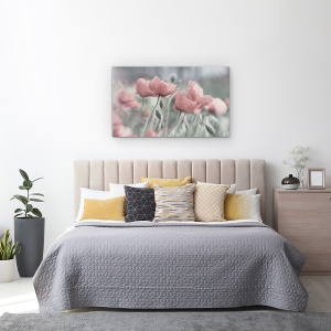 Tablou Canvas - Incet, Floare, Vara, Romantic, Gradina, Roz, Mac, 50 x 80 cm - Img 3