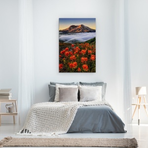 Tablou Canvas - Inflorit, Rasarit De Soare, Munte, Floare, Ceata, Dimineata, 60 x 90 cm - Img 3
