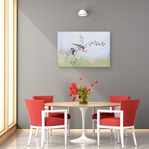 Tablou canvas - Interogatoriu, Cinteze De Aur, Zbor, Bucurie, Iarna, Rosu, 40 x 60 cm - Img 4