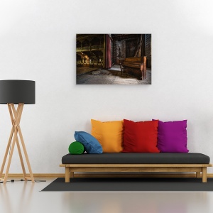 Tablou canvas - Intrerupt, Descompunere, Pian, Batran, Perdea, Valiza, Bruxelles, 80 x 120 cm - Img 2