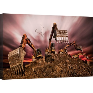 Tablou canvas - Invazie, Actiune, Constructie, Masinarie, Excavare, Excavator, Murdarie, 50 x 80 cm