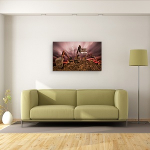 Tablou canvas - Invazie, Actiune, Constructie, Masinarie, Excavare, Excavator, Murdarie, 50 x 80 cm - Img 2
