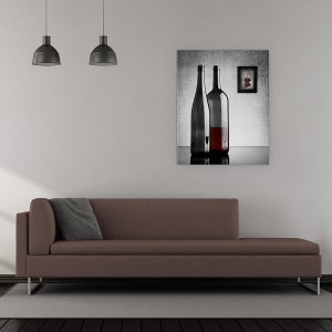 Tablou canvas - Jumatate Plina, Natura Moarta, Vin, Pictura, Sticla De Vin, 60 x 75 cm - Img 2