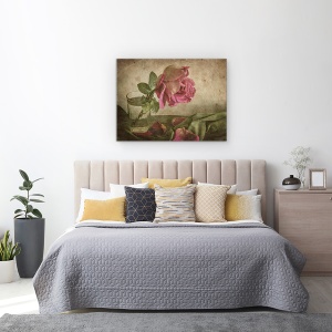 Tablou canvas - Lacrima Trandafirului, Trandafir, Sticla, Petale, Picatura, Draperie, 50 x 70 cm - Img 3