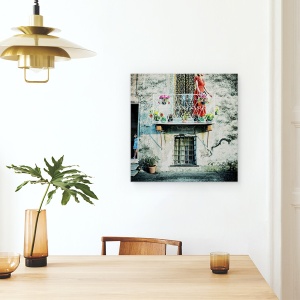 Tablou canvas - Lanturi De Aur, Rosu, Femeie, Rochie, 60 x 60 cm - Img 4