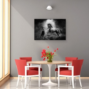 Tablou canvas - Legatura Dintre Noi, Cal, Poveste, Armasar, Intuneric, 60 x 90 cm - Img 4