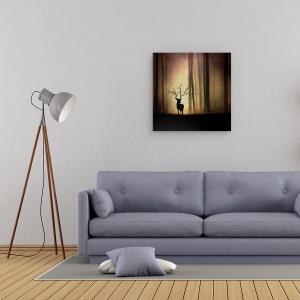 Tablou canvas - Legendele Toamnei, Padure, Toamna, Animal, Umbra, Silueta, 90 x 90 cm - Img 2