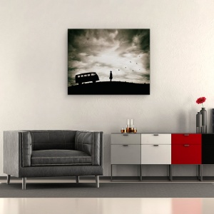 Tablou canvas - Libertate, Silueta, Grafic, Om, Autobuz, Masina, 60 x 75 cm - Img 2
