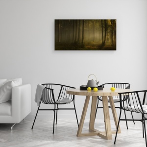 Tablou canvas - Lumina Calda A Diminetii, Peisaj, Padure, Ceata, 50 x 100 cm - Img 4
