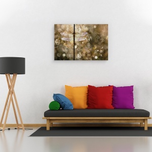 Tablou canvas - Lumina Diminetii, Lumina Soarelui, Reflectie, Libelula, Caldura, Vara, 40 x 60 cm - Img 2