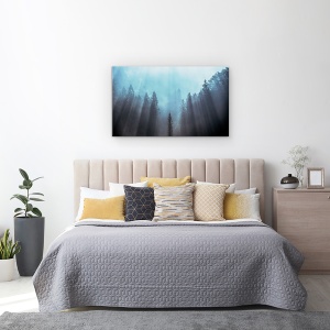Tablou canvas - Lumina Pentru A Fi Crezut Probabil, Padure, Ceata, Japonia, Munte, Lumina, 50 x 80 cm - Img 3