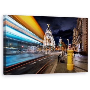 Tablou canvas - Luminile Madridului, Spania, Trasee Usoare, Trafic, Dungi, 50 x 80 cm