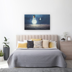 Tablou canvas - Luna Ca O Lampa, Editare Creativa, Bec, Becuri, Idee, Idei, 50 x 80 cm - Img 3