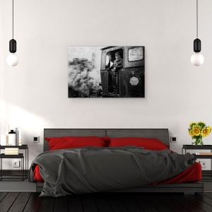 Tablou canvas - Masinistul, Documentar, Alb-Negru, Fum, 40 x 60 cm - Img 3