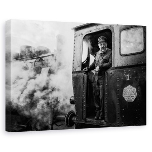 Tablou canvas - Masinistul, Documentar, Alb-Negru, Fum, 80 x 120 cm