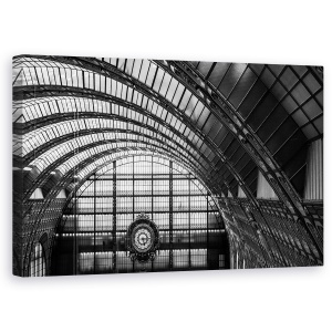Tablou canvas - Melcul Timpului, Orsay, Muzeu, Paris, Plafon, Alb-Negru, 50 x 80 cm
