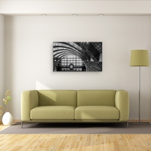 Tablou canvas - Melcul Timpului, Orsay, Muzeu, Paris, Plafon, Alb-Negru, 50 x 80 cm - Img 2