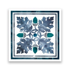 Tablou Canvas - Motif, Frunze, Albastru, Colorat, Deschis, 60 x 60 cm