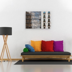 Tablou canvas - Mozaicul Din Ferestre, Arhitectura, Fatada, Cladire, Ferestre, Bruxelles, Zid, 60 x 90 cm - Img 2