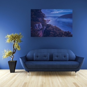 Tablou decorativ modern living cu peisaj montan și pădure pe canvas 60x90 cm
