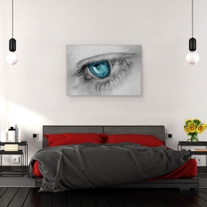 Tablou canvas - Muzica in Ochii Ei, Ochi, Muzica, Reflectie, Albastru, Macro, Turcoaz, 40 x 60 cm - Img 3