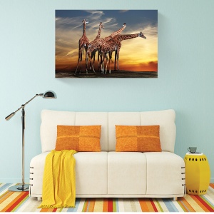 Tablou canvas natura apus girafe 60x90 cm