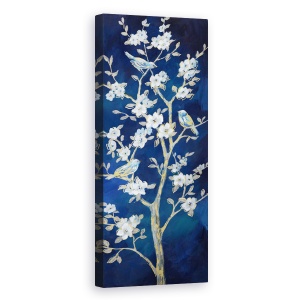 Tablou canvas - Natura, Copac, Flori, Pasari, Indigo, Pictura Ii, 30 x 90 cm