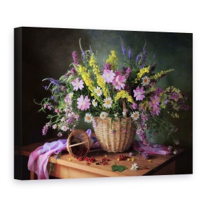Tablou Canvas - Natura Moarta Cu Flori De Lunca, 50 x 70 cm