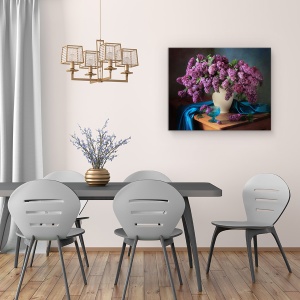Tablou Canvas - Natura Moarta Cu Liliac Parfumat, Violet, Vaza, 40 x 50 cm - Img 4
