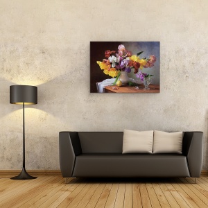 Tablou Canvas - Natura Moarta Cu Un Buchet De Irisi, 50 x 70 cm - Img 2