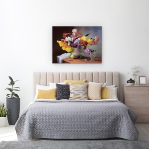 Tablou Canvas - Natura Moarta Cu Un Buchet De Irisi, 60 x 80 cm - Img 3