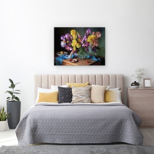 Tablou Canvas - Natura Moarta Cu Un Buchet De Irisi si Lupin, 60 x 80 cm - Img 3