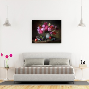 Tablou Canvas - Natura Moarta, Vara, Struguri, Boabe, Fructe De Padure, Ulcior, 40 x 50 cm - Img 3