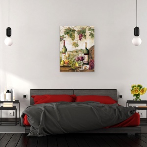 Tablou canvas - Natura Morta, Vin, Branza, Fructe, Peisaj, Natura, Pictura, 75 x 100 cm - Img 3