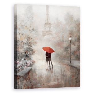 Tablou canvas - Natura, Parc, Copaci, Oameni, Paris, Turnul Eiffel, Pictura , 40 x 50 cm