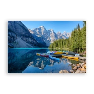 Tablou Canvas - Natura, Peisaj, Munte, Padure, Lac, Barca, 60 x 90 cm