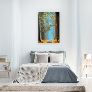 Tablou canvas - Natura, Peisaj, Padure De Toamna, Frunze Galbene, Pictura, 60 x 90 cm - Img 3