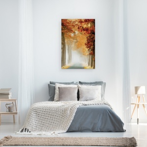 Tablou canvas - Natura, Peisajul, CopacII, Frunzele Galbene si RosII, Toamna, 40 x 60 cm - Img 3