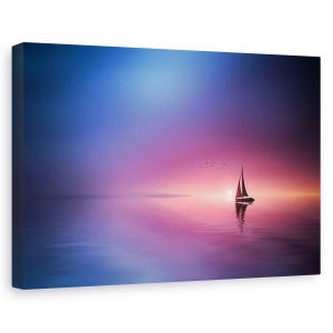 Tablou canvas - Navigand Pe Lac Spre Apus, Pastel, 60 x 90 cm