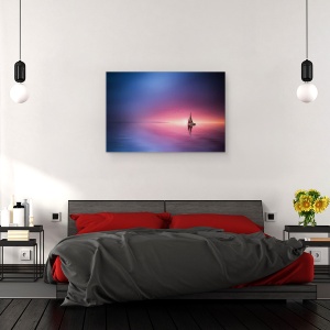 Tablou canvas - Navigand Pe Lac Spre Apus, Pastel, 80 x 120 cm - Img 3