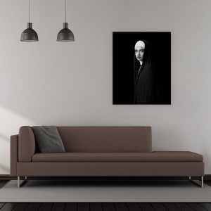 Tablou canvas - Negin, Portret, Femeie, Persoana, Intuneric, Alb-Negru, 60 x 75 cm - Img 2