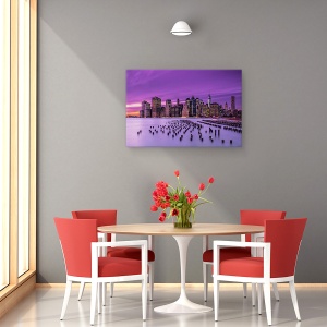 Tablou canvas - New York Apus De Soare Violet, Noapte, Arhitectura, Peisaj Urban, Cer, 40 x 60 cm - Img 4