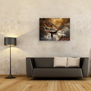 Tablou canvas - Nimfa, Barca, Pasare, Vapor, Zbor, 75 x 100 cm - Img 2