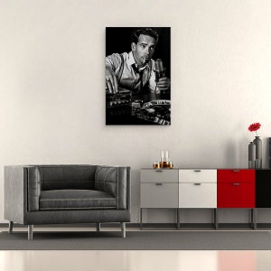 Tablou canvas - Noroc Si Noapte Buna, Vintage, Retro, Mic, Microfon, Radio, 40 x 60 cm - Img 2