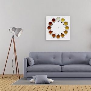 Tablou canvas - Ora Ceaiului, Ceai, Timp, Ceas, Culoare, Cani, 60 x 60 cm - Img 2