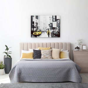 Tablou canvas - Oras, Cladiri, New York, Oameni, Taxi, Ploaie, Pictura II, 50 x 70 cm - Img 3