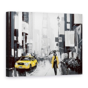 Tablou canvas - Oras, Cladiri, New York, Oameni, Taxi, Ploaie, Pictura II, 60 x 80 cm