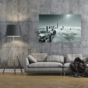 Tablou canvas decorativ cu siluete de zgârie-nori alb-negru